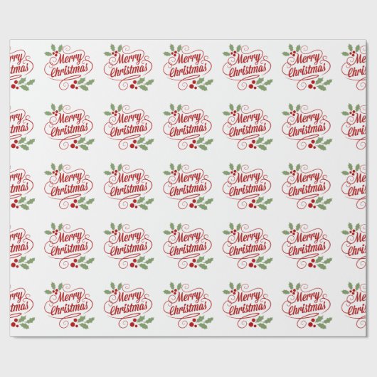 Retro Merry Kersttypografie Cadeaupapier (Vlak)