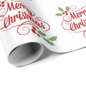 Retro Merry Kersttypografie Cadeaupapier (Rol Hoek)