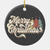 Retro  Merry Kersttypografie Keramisch Ornament (Achterkant)