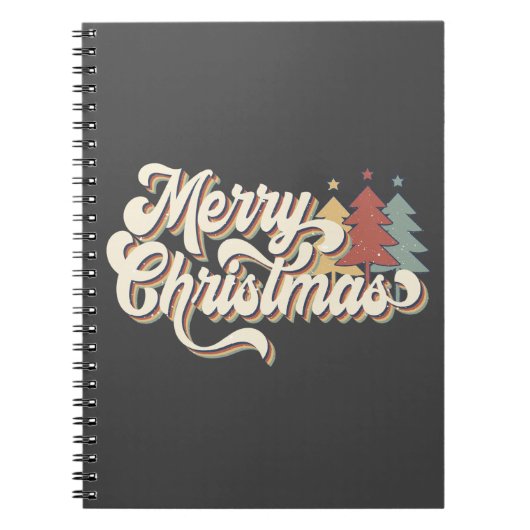 Retro Merry Kersttypografie Notitieboek (Voorkant)