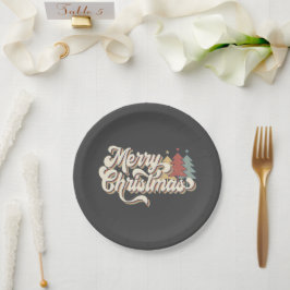 Retro  Merry Kersttypografie Papieren Bordje