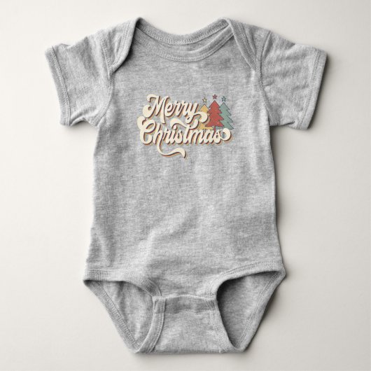 Retro  Merry Kersttypografie Romper (Voorkant)