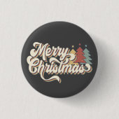 Retro  Merry Kersttypografie Ronde Button 3,2 Cm (Voorkant)