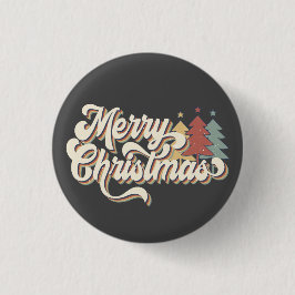 Retro  Merry Kersttypografie Ronde Button 3,2 Cm
