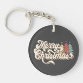 Retro  Merry Kersttypografie Sleutelhanger (Voorkant)
