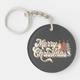 Retro  Merry Kersttypografie Sleutelhanger