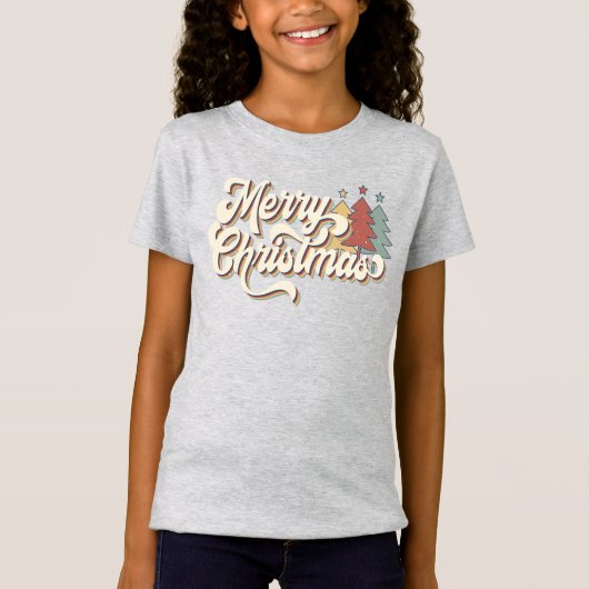 Retro  Merry Kersttypografie T-shirt (Voorkant)