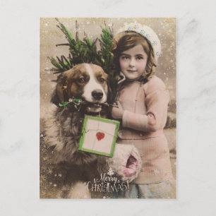 retro merry kerstvakantie briefkaart