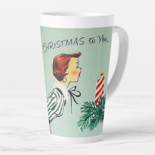 Retro  Merry kerstwens Lady Latte Mok (Rechterhoek)