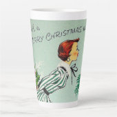 Retro  Merry kerstwens Lady Latte Mok (Voorkant)