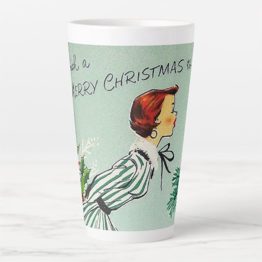 Retro  Merry kerstwens Lady Latte Mok (Voorkant)