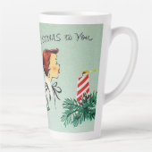 Retro  Merry kerstwens Lady Latte Mok (Rechts)