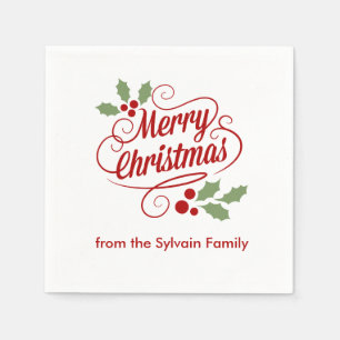 Retro Merry KerstWord Art Typografie Servetten