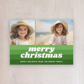 Retro Merry Line Art Green - 2 Foto - jaren 70 Vib Feestdagenkaart