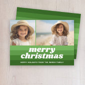 Retro Merry Line Art Green - 2 Foto - jaren 70 Vib Feestdagenkaart