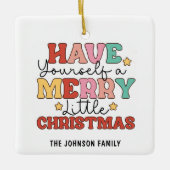 Retro Merry Little Christmas Foto Keramisch Ornament (Voorkant)