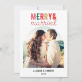 Retro Merry & Married Arch Foto Bruiloft Bedankkaart (Voorkant)