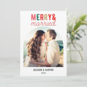 Retro Merry & Married Arch Foto Bruiloft Bedankkaart (Staand voorkant)