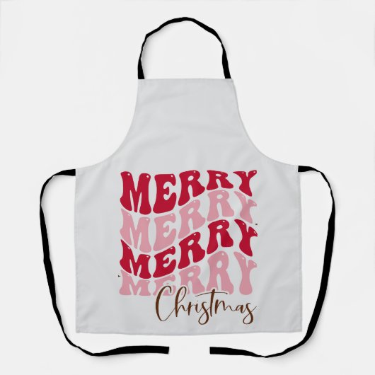 Retro "Merry Merry Christmas" Schort (Voorkant)