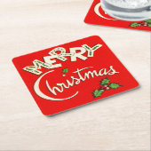 Retro Merry-Onderzetters voor kerstmis Kartonnen Onderzetters (Schuin)