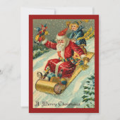 Retro  Merry Santa Boy Slaping Feestdagenkaart (Voorkant)