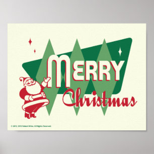 Retro Merry Santa Claus Poster