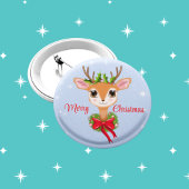 Retro Merry Schattig met kerst rendiertje Ronde Button 5,7 Cm