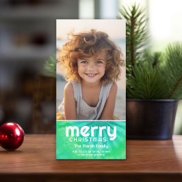 Retro MERRY - Stropdas-Dye Blauwgroen - 1 Foto - j Feestdagenkaart