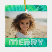 Retro MERRY - Stropdas-Dye Blauwgroen - Foto - 70s Keramisch Ornament (Voorkant)