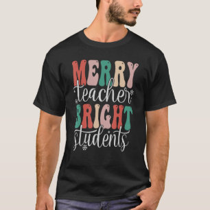 Retro Merry Teacher Bright Studenten kerstteam T-shirt