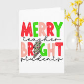 Retro Merry Teacher Bright Students Fun Christmas  Kaart (Gele Bloem)