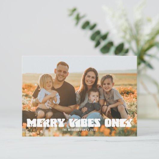 Retro Merry Vibes Alleen Vakantie Kerst Kaart (Staand voorkant)