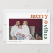 Retro Merry Vibes Family Photo Holiday Card Feestdagenkaart (Voorkant)
