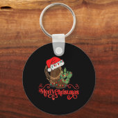 Retro Merry Xmas Santa Hoed Cowboy Laarzen Western Sleutelhanger (Voorkant)