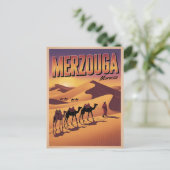 Retro Merzouga sahara camel ride morocco travel  Briefkaart (Staand voorkant)