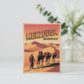 Retro Merzouga sahara camel ride morocco travel  Briefkaart (Staand voorkant)