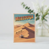 Retro Merzouga sahara camel ride morocco travel Briefkaart (Staand voorkant)