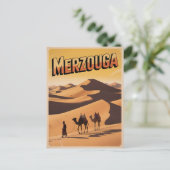 Retro Merzouga sahara camel ride morocco travel Briefkaart (Staand voorkant)