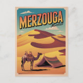 Retro Merzouga sahara camel ride morocco travel gi Briefkaart (Voorkant)