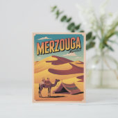 Retro Merzouga sahara camel ride morocco travel gi Briefkaart (Staand voorkant)