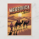 Retro Merzouga sahara camel ride morocco travel gi Briefkaart (Voorkant)