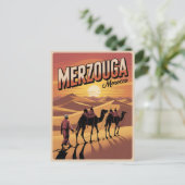 Retro Merzouga sahara camel ride morocco travel gi Briefkaart (Staand voorkant)