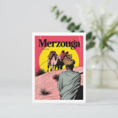 Retro Merzouga sahara camel ride morocco travel gi Briefkaart (Staand voorkant)