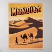 Retro Merzouga sahara camel ride morocco travel  Poster (Voorkant)