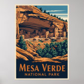 Retro Mesa Verde National Park Travel Poster (Voorkant)