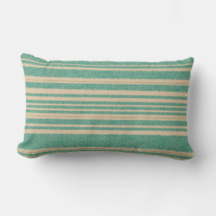 Retro Mesh Stripes in Turquoise en Olive op Beige Kussen