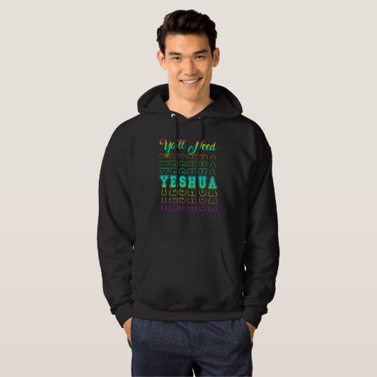 Retro Messiaanse Christelijk Jesus Y'all Need Yesh Hoodie (Voorkant volledig)