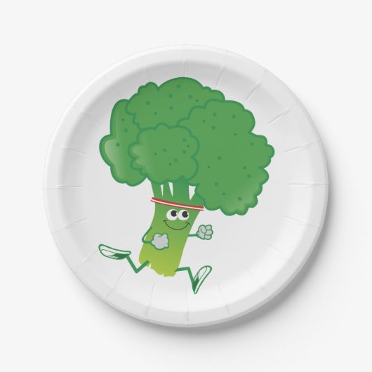 Retro met Broccoli Papieren Bordje (Voorkant)