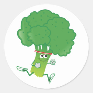 Retro met Broccoli Ronde Sticker