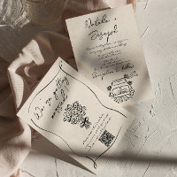 Retro met de hand getekende romantische QR-code br